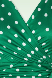 Vintage Chic for Topvintage - Irene Polkadot Cross Over Swing Dress in Green 2