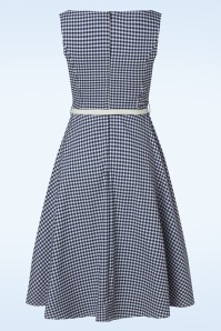 Vintage Chic for Topvintage - Francine Gingham swing jurk in navy en wit 3