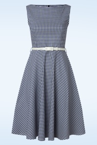 Vintage Chic for Topvintage - Francine Gingham swing jurk in navy en wit