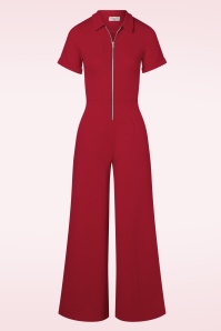 Vintage Chic for Topvintage - Izzy Kurzarm Jumpsuit in Rot