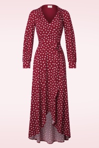 Topvintage Boutique Collection - Carina polkadot maxi wikkeljurk in rood en wit 2