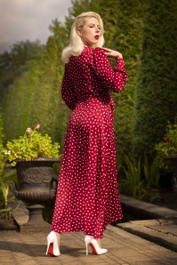 Topvintage Boutique Collection - Carina polkadot maxi wikkeljurk in rood en wit 4