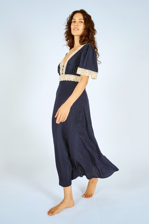 Traffic People - Felicity maxi jurk in marineblauw