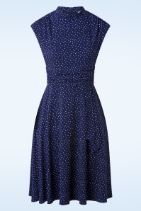 Topvintage Boutique Collection - Mitzy polkadot jurk in blauw en wit 2