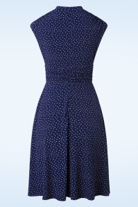 Topvintage Boutique Collection - Mitzy polkadot jurk in blauw en wit 6