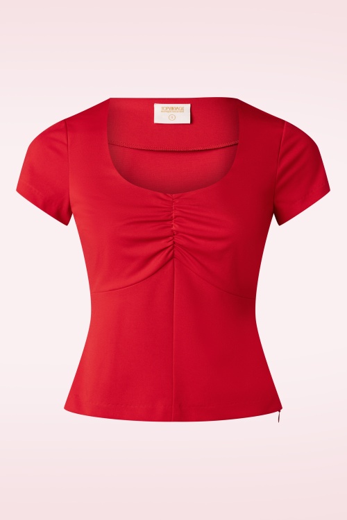 Topvintage Boutique Collection - Darlene top in lippenstift rood 2