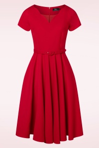 Vintage Diva  - Beth swing jurk in scarlet rood 2