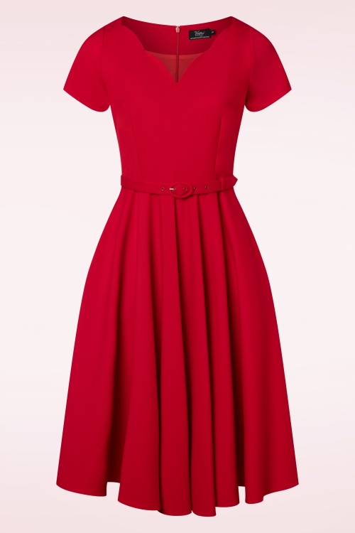 Vintage Diva - Beth swing jurk in scarlet rood 2