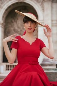 Vintage Diva  - Beth swing jurk in scarlet rood 3