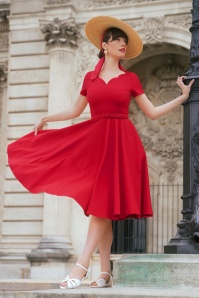 Vintage Diva  - Beth swing jurk in scarlet rood