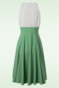 Vintage Diva  - The Maria Grazia swing jurk in wit en pistachegroen 5