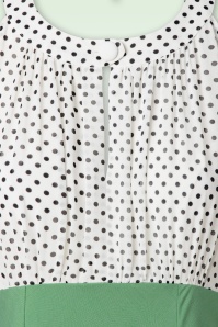 Vintage Diva  - The Maria Grazia swing jurk in wit en pistachegroen 4