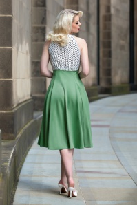 Vintage Diva  - The Maria Grazia swing jurk in wit en pistachegroen 6
