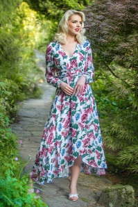 Vintage Diva  - Annique Wildflower maxi jurk in wit