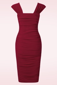 Vintage Diva  - Gwenyth pencil jurk in merlot rood 8