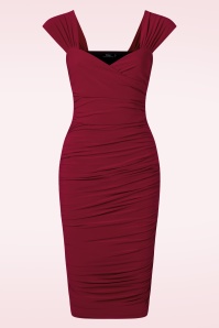 Vintage Diva  - Gwenyth pencil jurk in merlot rood 4
