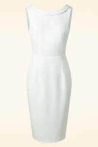 Vintage Diva  - The Arabella Bridal pencil jurk in wit 3