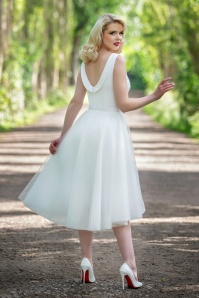 Vintage Diva  - The Arabella Bridal pencil jurk in wit 7