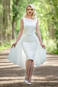 Vintage Diva  - The Arabella Bridal pencil jurk in wit