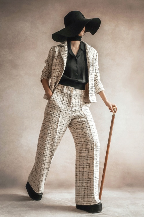 Femkit - Masha Tweed Look pantalon in crème