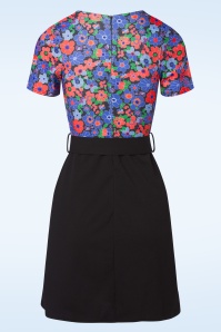 Vintage Chic for Topvintage - Hallie Floral A-line Dress in Blue and Black 4