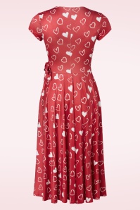 Vintage Chic for Topvintage - Layla Hearts Cross Over Swing Dress in Red and White  3