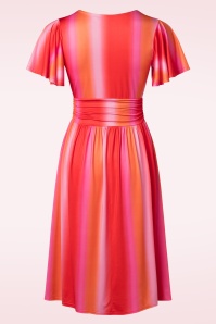 Vintage Chic for Topvintage - Sadie Faded Stripes swing jurk in roze 3