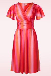 Vintage Chic for Topvintage - Sadie Faded Stripes swing jurk in roze