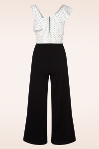 Vintage Chic for Topvintage - Gwyneth polkadot jumpsuit in zwart en wit 3