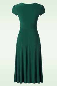 Vintage Chic for Topvintage - Luisa slinky swing jurk in bosgroen 3