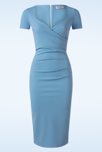 Vintage Chic for Topvintage - Violetta pencil jurk in licht blauw
