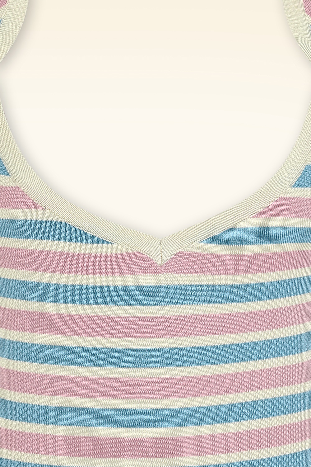 Banned Retro - Vivian gestreepte trui in roze en blauw 2