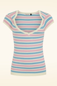 Banned Retro - Vivian gestreepte trui in roze en blauw
