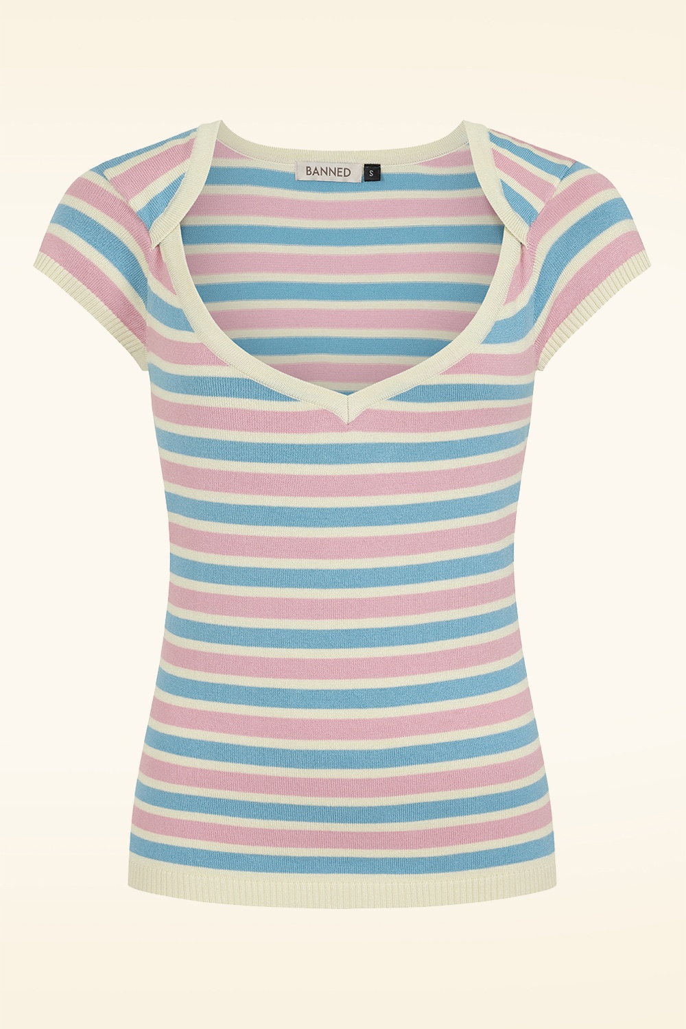 Banned Retro - Vivian gestreepte trui in roze en blauw