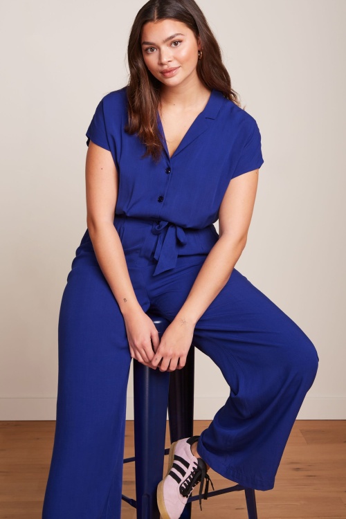 King Louie - Maria Atomic jumpsuit in kobaltblauw 3