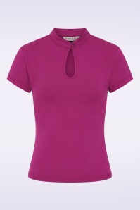 Banned Retro - Mandarin Collar top in amarant