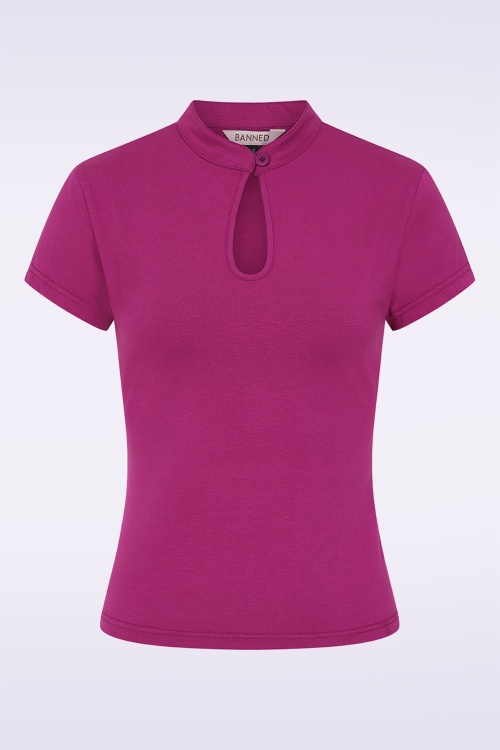 Banned Retro - Mandarin Collar top in amarant