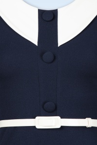 Vintage Chic for Topvintage - Lori Pencil jurk in navy en wit 2