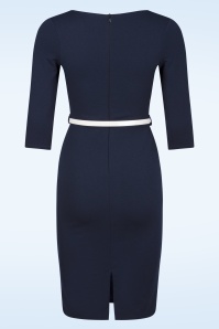 Vintage Chic for Topvintage - Lori Pencil jurk in navy en wit 3