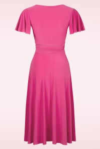 Vintage Chic for Topvintage - Irene overslag swing jurk in fel roze 3