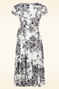 Vintage Chic for Topvintage - Layla Floral overslag jurk in zwart en wit 3