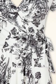 Vintage Chic for Topvintage - Layla Floral overslag jurk in zwart en wit 2