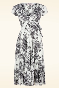 Vintage Chic for Topvintage - Layla Floral overslag jurk in zwart en wit