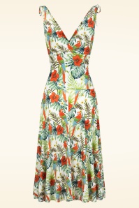 Vintage Chic for Topvintage - Grecian Tropical Parrots jurk in wit en multi 3
