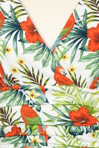 Vintage Chic for Topvintage - Grecian Tropical Parrots jurk in wit en multi 2