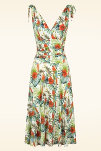 Vintage Chic for Topvintage - Grecian Tropical Parrots jurk in wit en multi