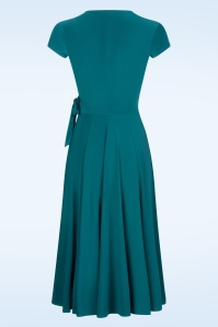 Vintage Chic for Topvintage - Layla overslag jurk in teal 3