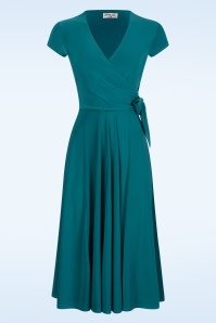 Vintage Chic for Topvintage - Layla overslag jurk in teal