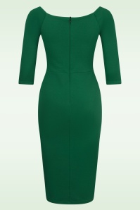 Vintage Chic for Topvintage - Everly pencil jurk in smaragd groen 3