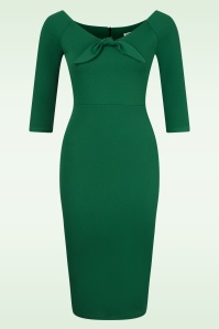 Vintage Chic for Topvintage - Everly pencil jurk in smaragd groen